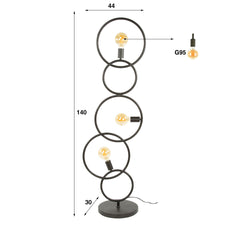 Vloerlamp Loop met 3 lampen - 44x30x140 cm - Artic Zwart