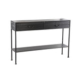 Ray Black Wooden Sidetable Metal Frame 2 Drawer