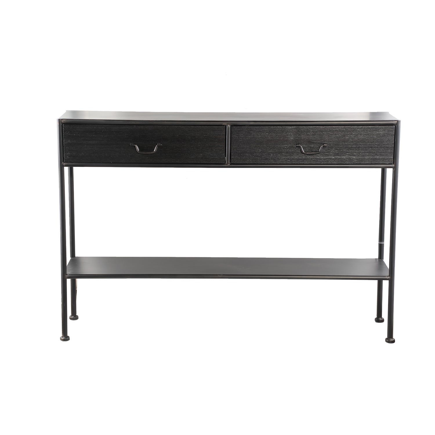 Ray Black Wooden Sidetable Metal Frame 2 Drawer