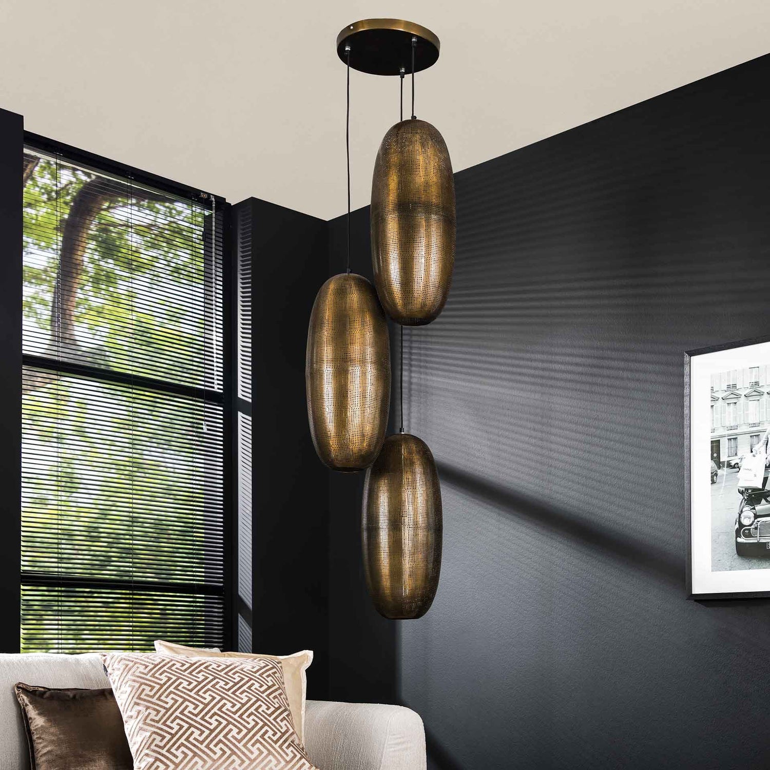 Hanglamp met 3 Lampen cosmic getrapt - 45x45x180 cm - Brons Antiek
