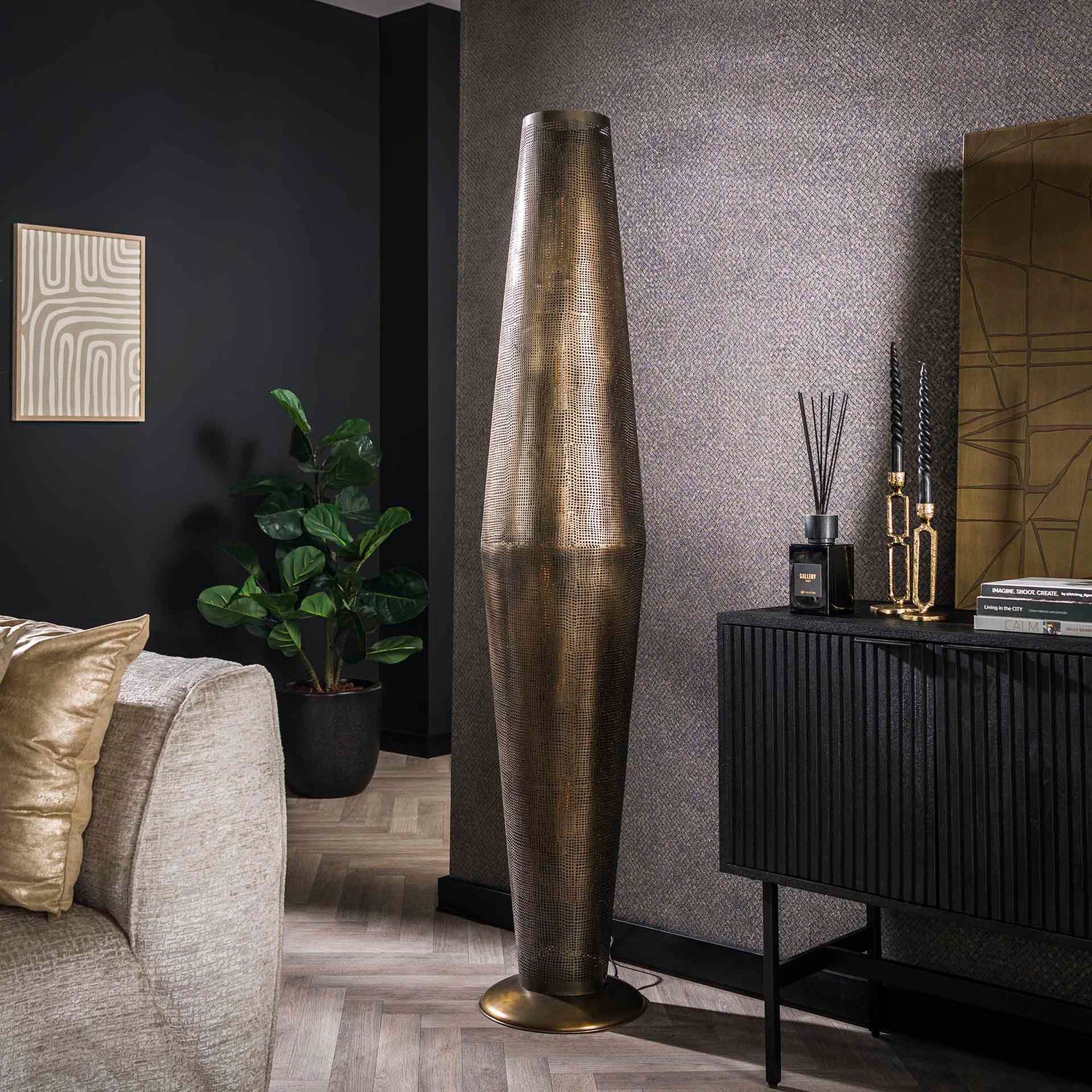 Vloerlamp met 5 lampen cosmic - 180x33x33 cm - Brons Antiek