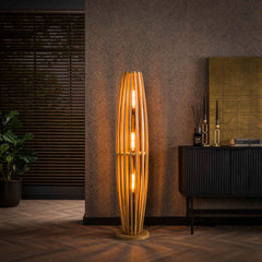 Vloerlamp met 3 Lampen orbit L - 145x28x28 cm - Naturel - Mango