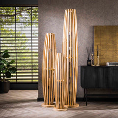 Vloerlamp met 3 Lampen orbit L - 145x28x28 cm - Naturel - Mango