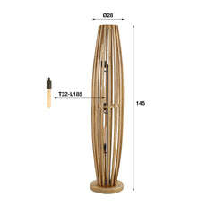 Vloerlamp met 3 Lampen orbit L - 145x28x28 cm - Naturel - Mango