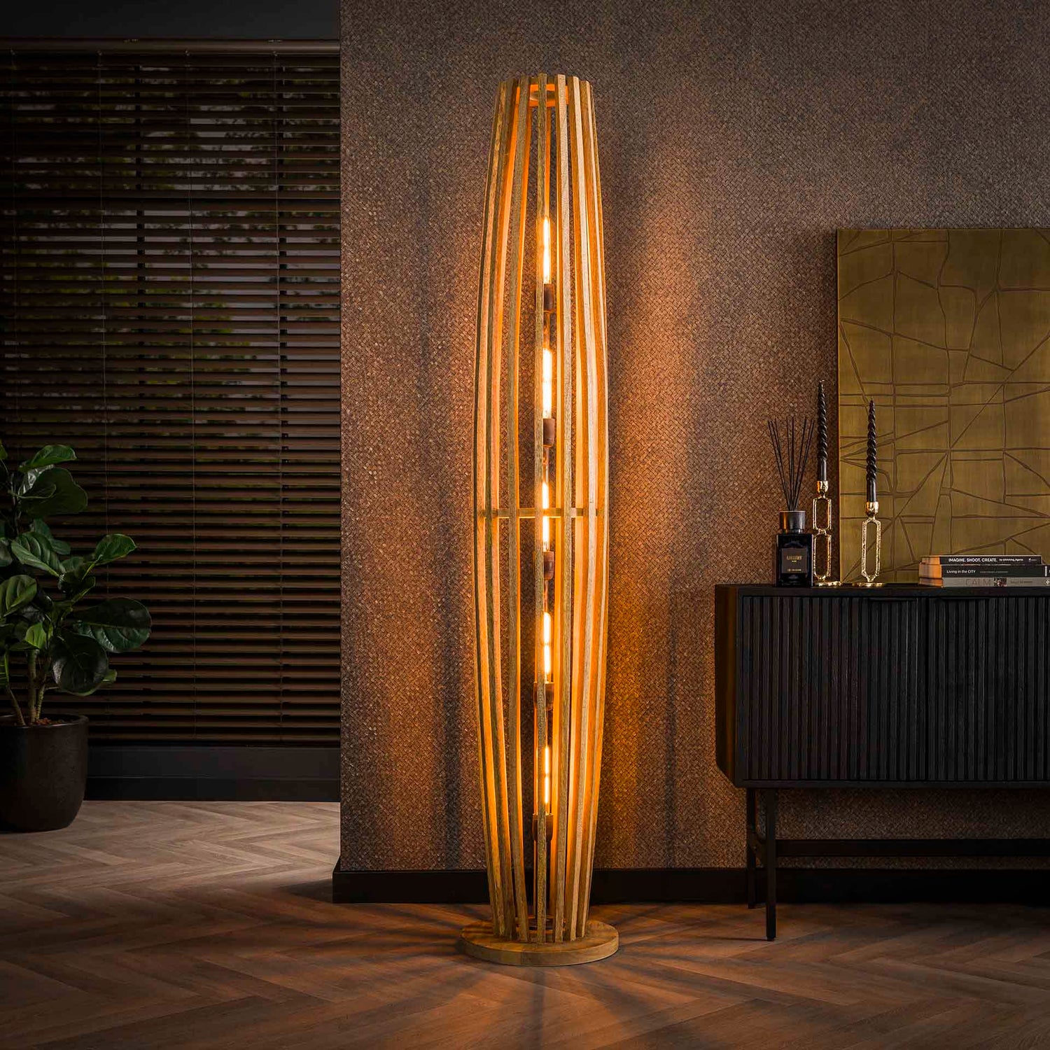 Vloerlamp 5L Orbit XL - 190x30x30 cm - Mango Naturel