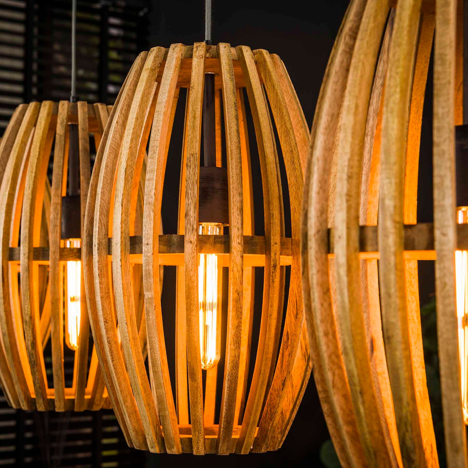 Hanglamp met 4 Lampen Orbit - 135x25x150 cm - Naturel - Mango