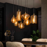 Hanglamp met 7 Lampen Stripe Glass - 93x40x150 cm - Amber - Glas