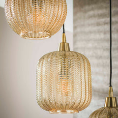 Hanglamp met 5 lampen V-shape pattern getrapt - 40x40x180 cm - Amber - Glas