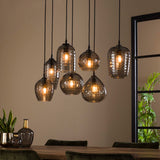 Hanglamp met 7 Lampen Hexagon Mix - 90x30x150 cm - Smoke Grey - Glas