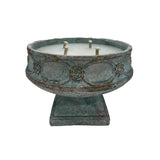 Artas Blue Cement Candle On Solid Stand Round L