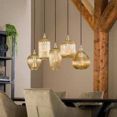 Hanglamp met 5 Lampen Stripe Glass Mix - 120x20x150 cm - Amber - Glas