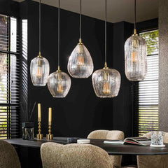 Hanglamp met 5 Lampen Diamond Grain Mix - 120x20x150 cm - Diamond - Glas