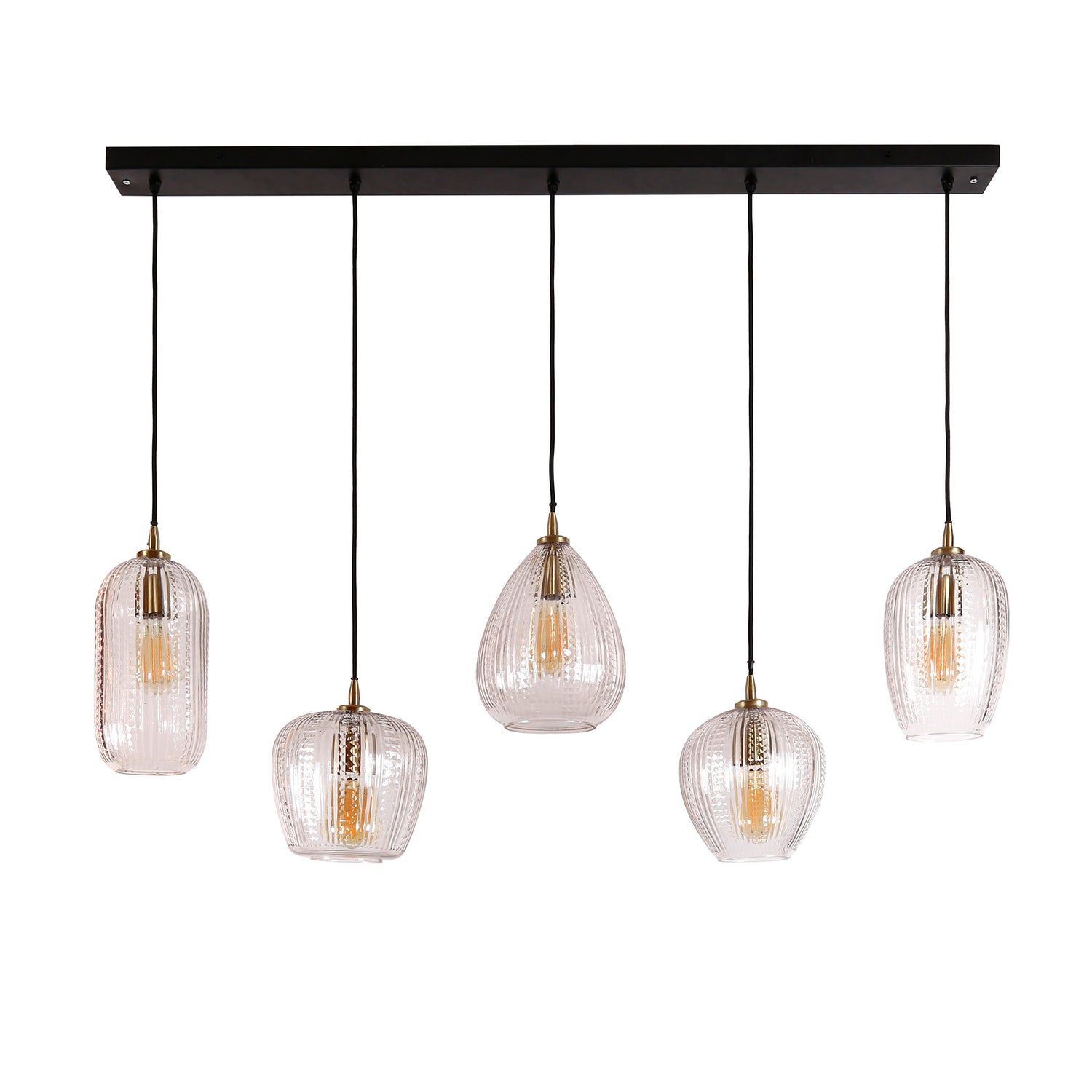 Hanglamp met 5 Lampen Diamond Grain Mix - 120x20x150 cm - Diamond - Glas
