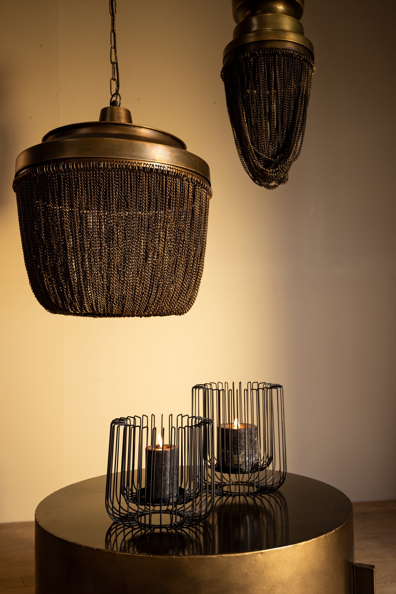 Zelivo Gold Iron Hanging Lamp Deco Chains Round S