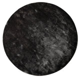 Flavia Black Viscose Handwoven Carpet Round S