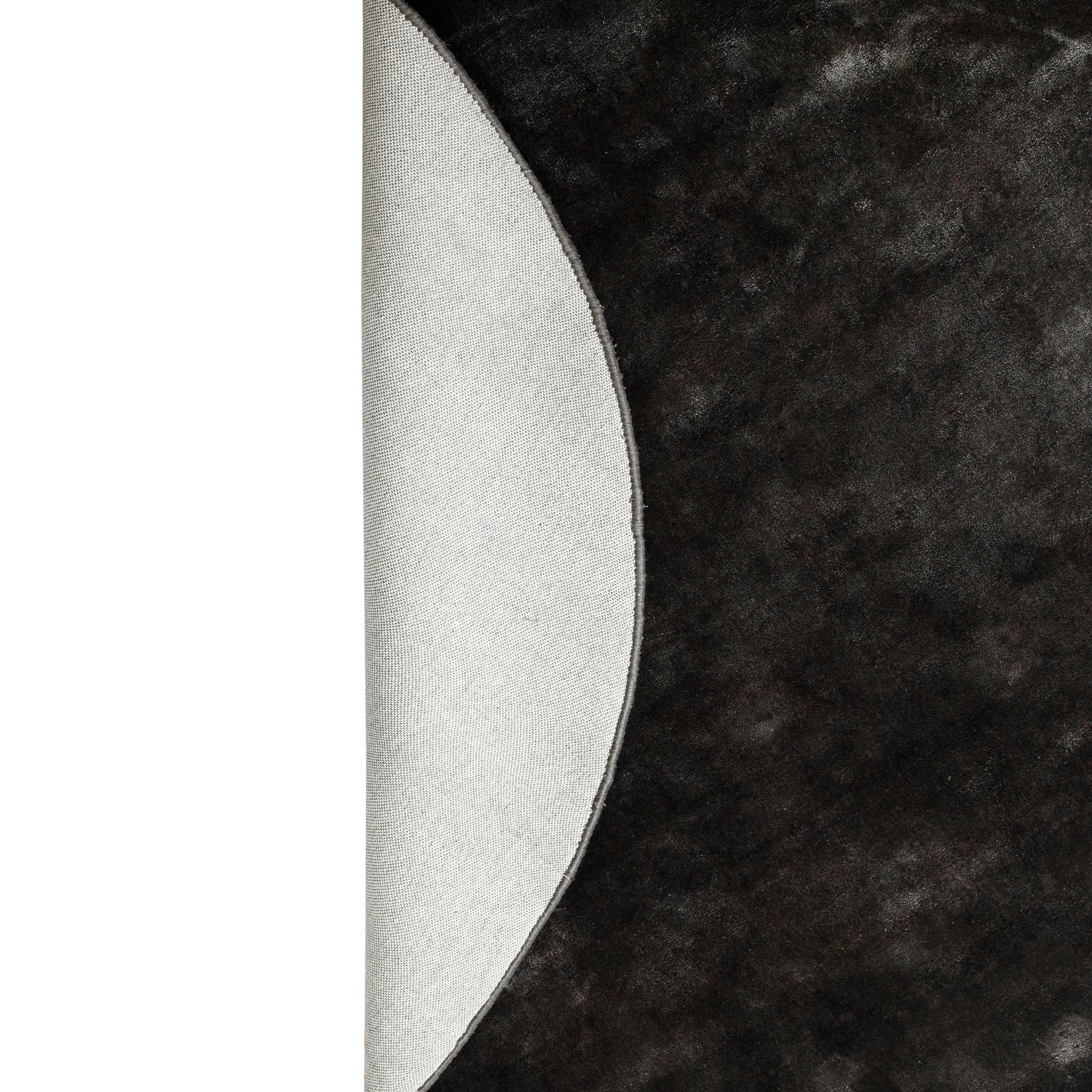 Flavia Black Viscose Handwoven Carpet Round S