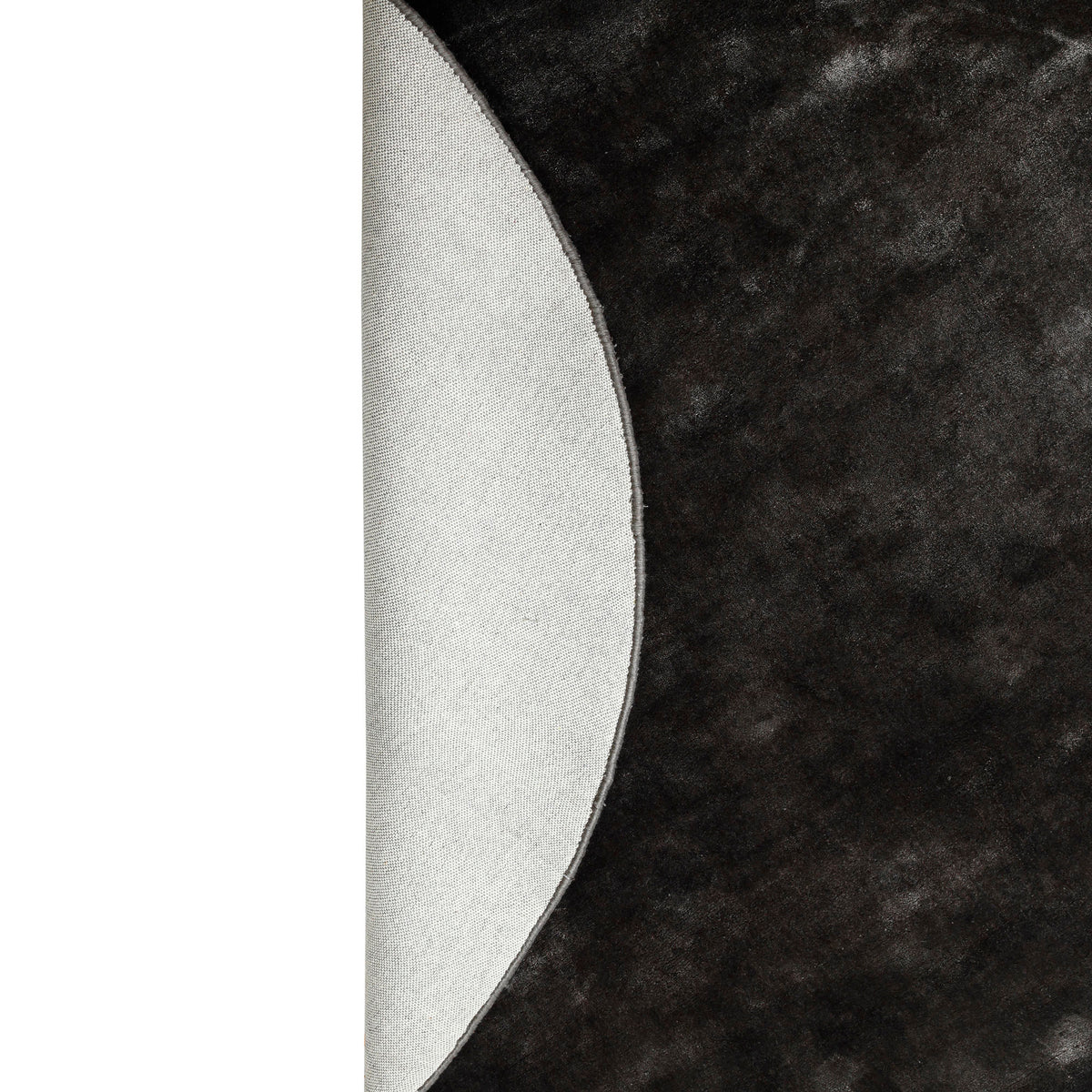 Flavia Black Viscose Handwoven Carpet Round S