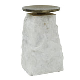Nimo White Marble Candleholder Antique Gold Top L