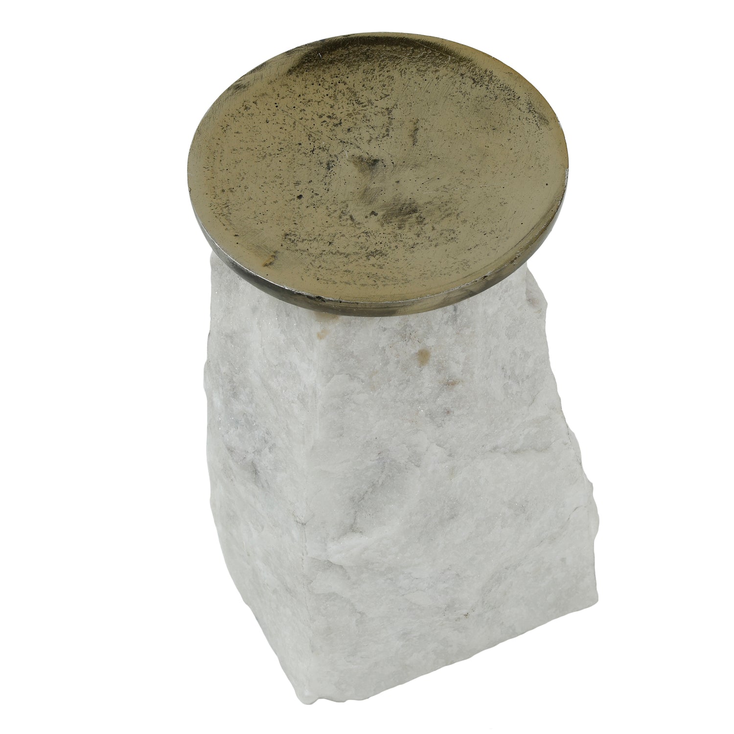 Nimo White Marble Candleholder Antique Gold Top L