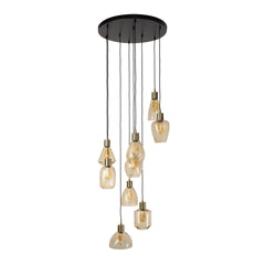 Hanglamp met 9 Lampen Leaf Getrapt - 60x60x180 cm - Amber - Glas