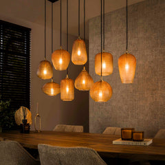 Hanglamp met 9 Lampen Dot Pattern - 120x40x150 cm - Amber - Glas