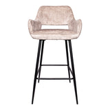 Fallon Velvet Khaki Bar Stool Black Metal Leg KD (set of 2)