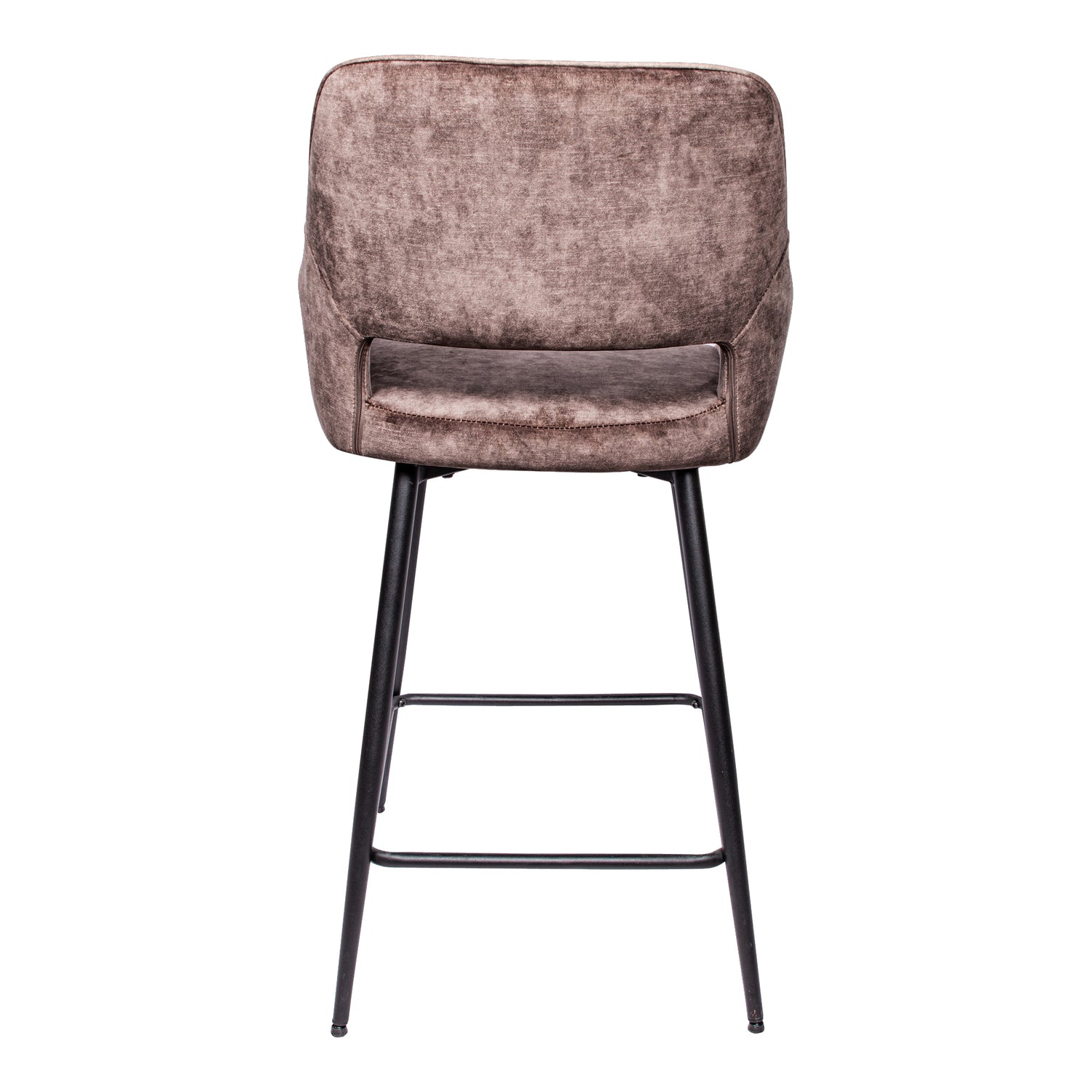 Fal LOW Velvet Brown Bar Stool Black Metal Leg (set of 2)