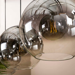 Hanglamp met 3 lampen bubble shaded - 115x29x150 cm - Oud Zilver