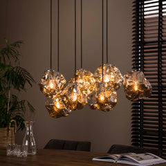 Hanglamp met 7 Lampen Rock - 95x44x150 cm - Chromed - Glas