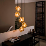 Hanglamp met 5 Lampen Rock Getrapt - 50x50x150 cm - Chromed - Glas