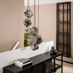 Hanglamp met 5 Lampen Rock Getrapt - 50x50x150 cm - Chromed - Glas
