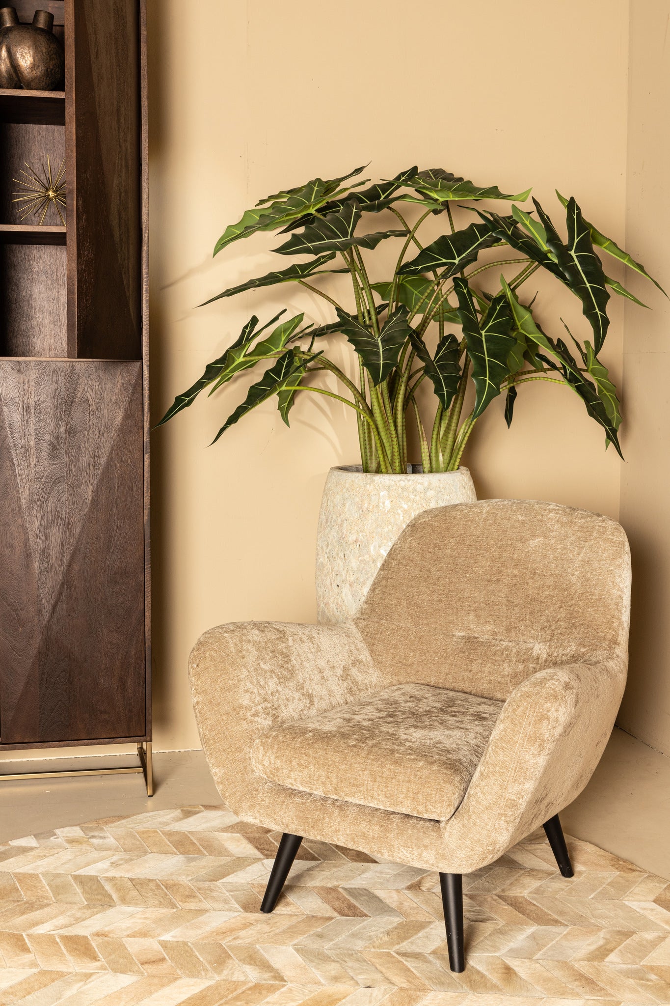 Donny Anthracite Fauteuil Black Wooden Legs