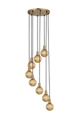 Juliet Amber Glass Hanging Lamp 8 Pcs Swirl