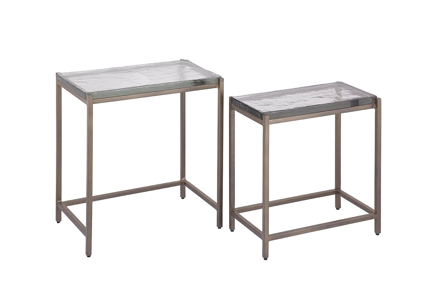 Lucinde Brass Iron Sidetable Thick Glass Rect Set van 2