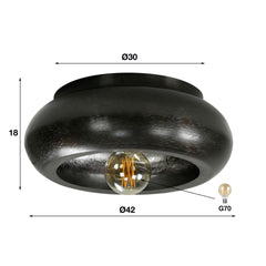 Plafondlamp Sky Ø42 - 42x42x18 cm - Zwart Nikkel