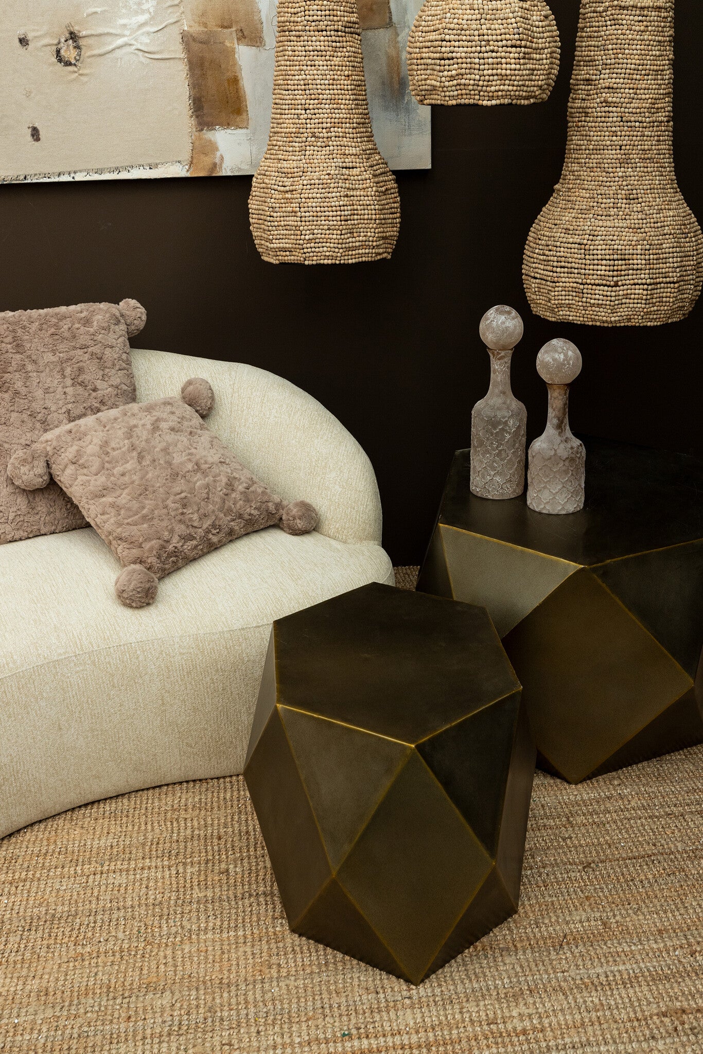 Cianna Brown Frosted Glass Bottle Round With Bal M