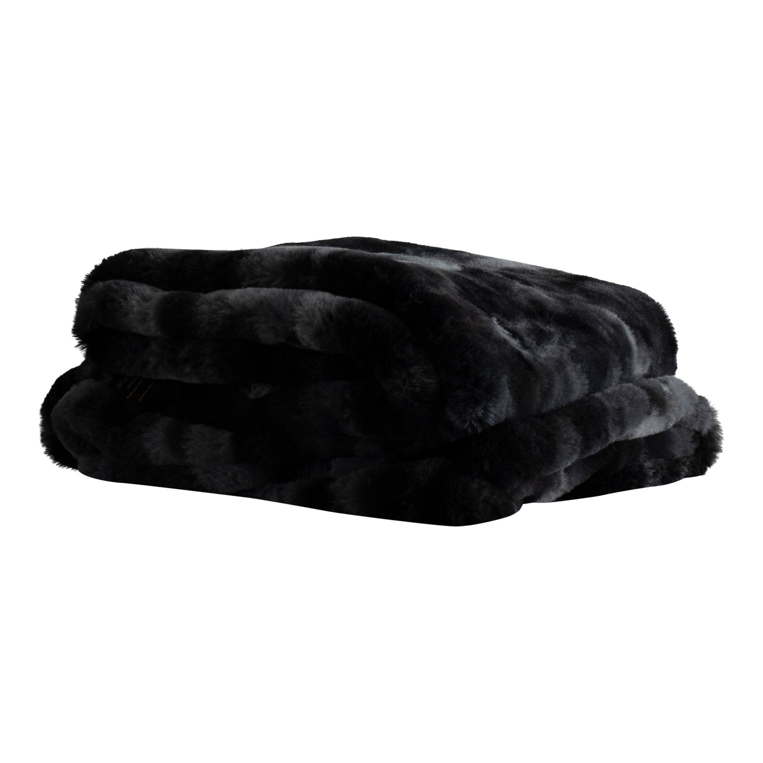 Linde Black Faux Fur Plaid In Giftbox 150 X 200