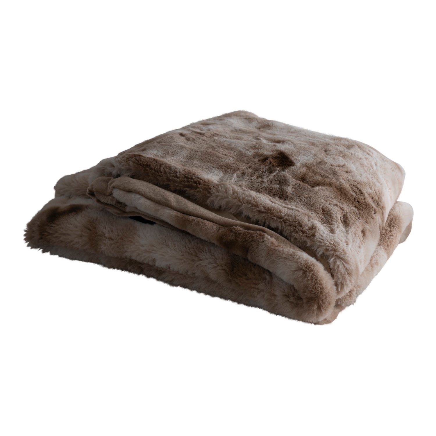Linde Beige Faux Fur Plaid In Giftbox 150 X 200