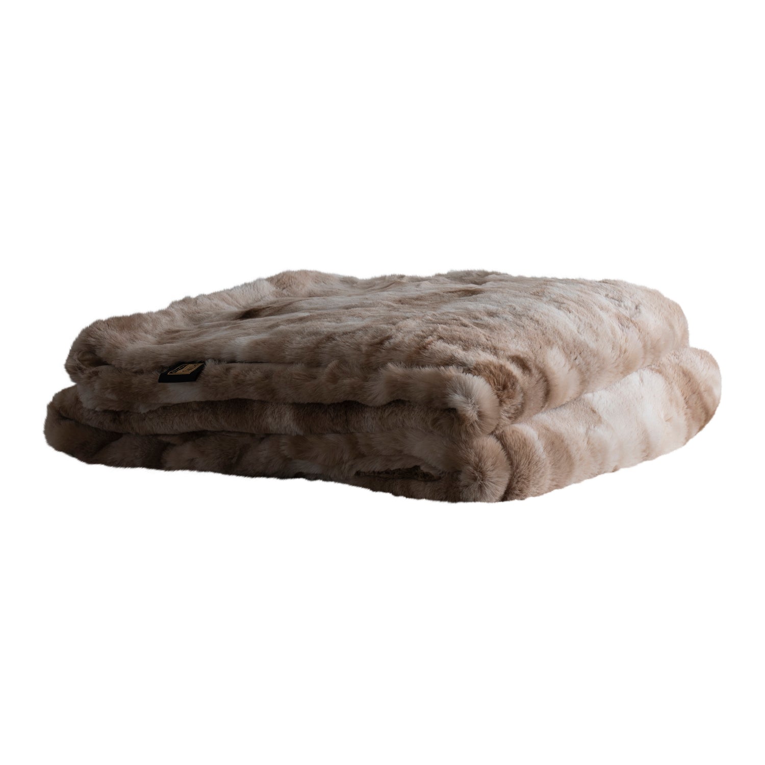 Linde Beige Faux Fur Bedspread In Giftbox 220x240