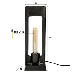 Tafellamp H-profiel - 13x13x37 cm - Zwart Nikkel