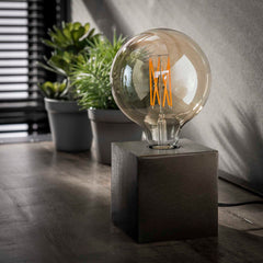 Tafellamp Block - 10x10x10 cm - Zwart Nikkel