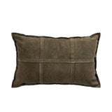 Cobie Green Suede Leather Cushion Rectangle