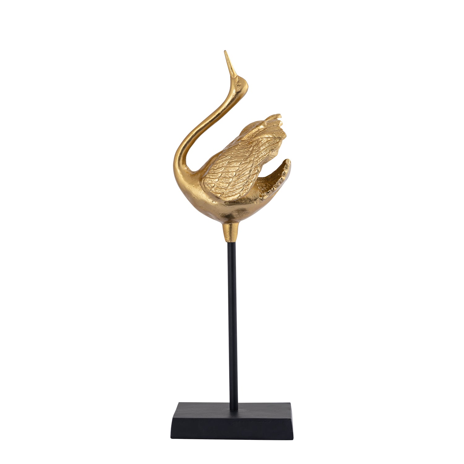 Joycee Gold Casted Alu Swan Statue Closed Wings