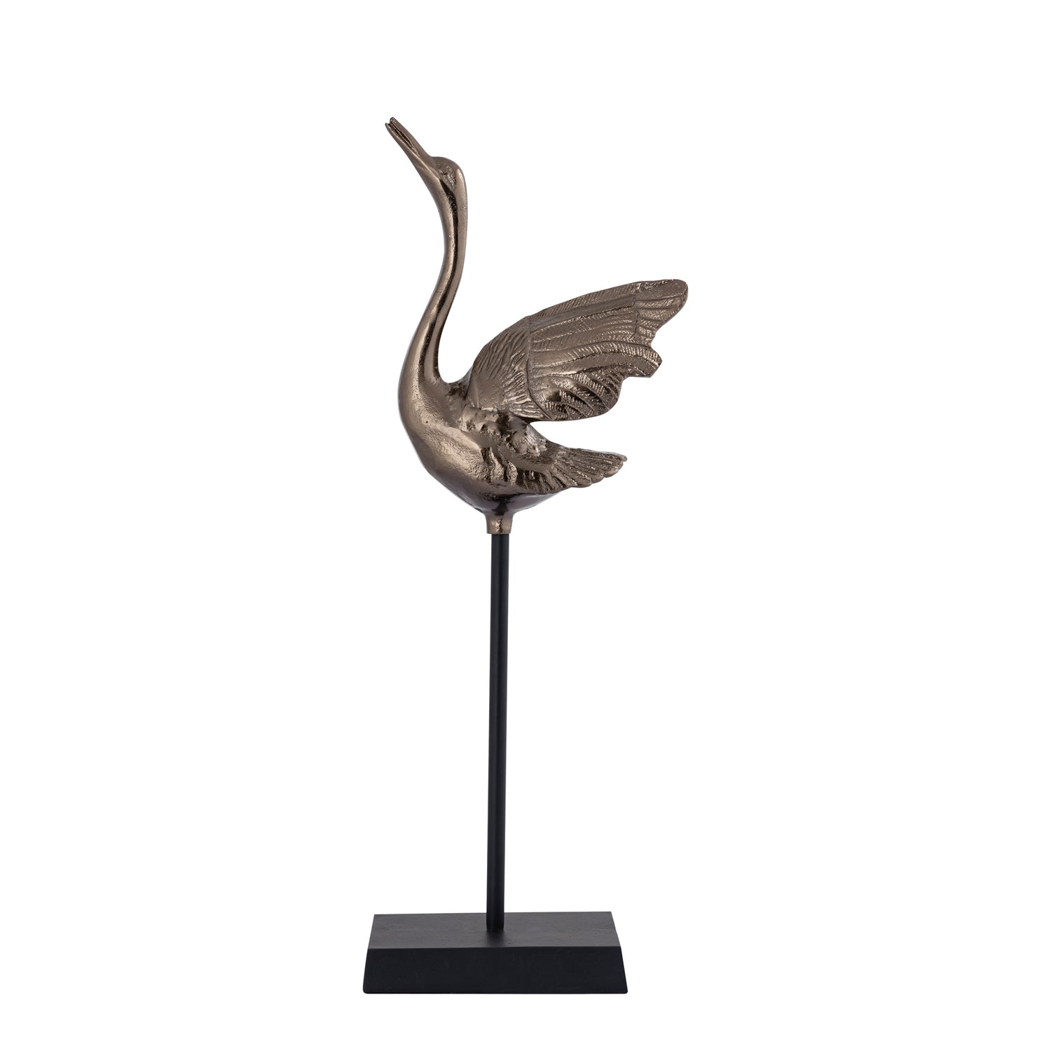 Joycee Brass Casted Alu Swan Statue Open Wings