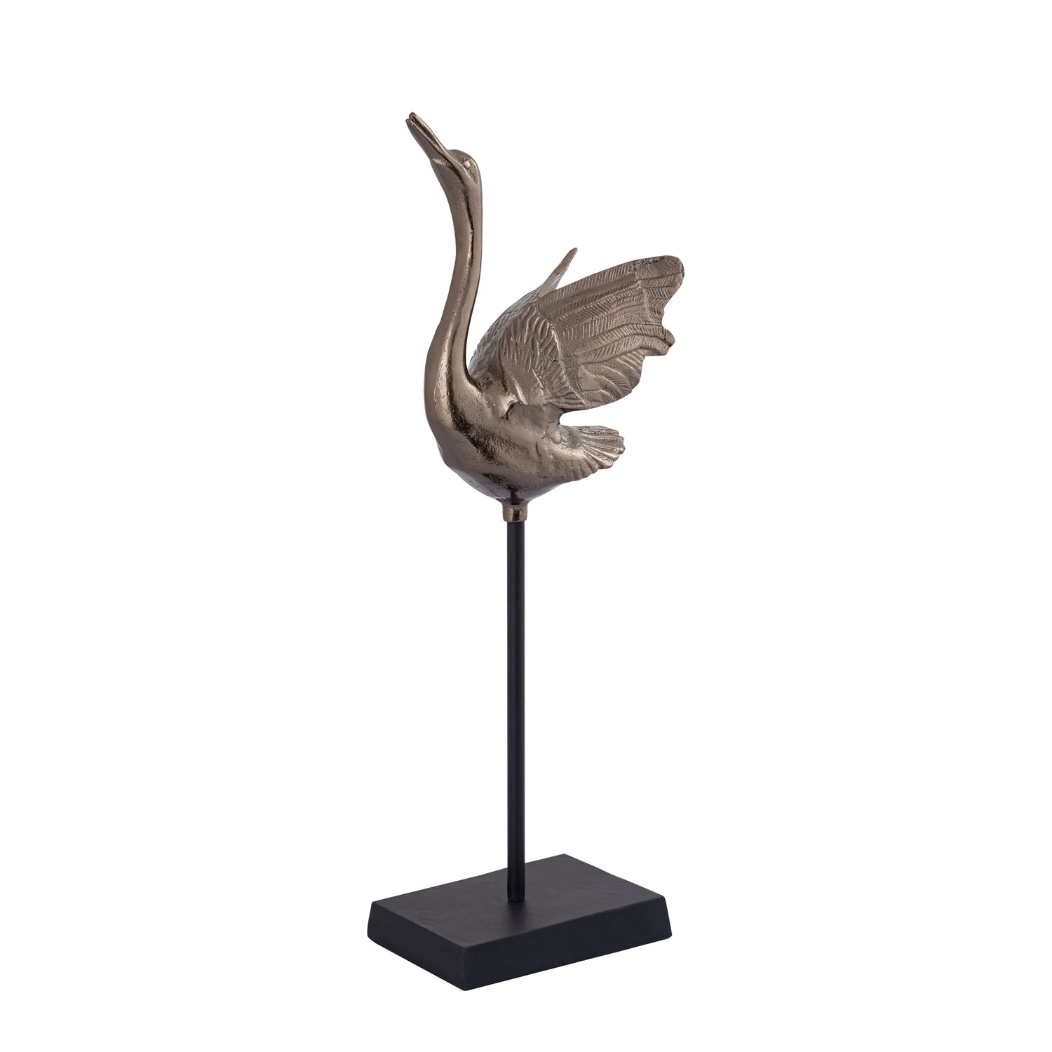 Joycee Brass Casted Alu Swan Statue Open Wings