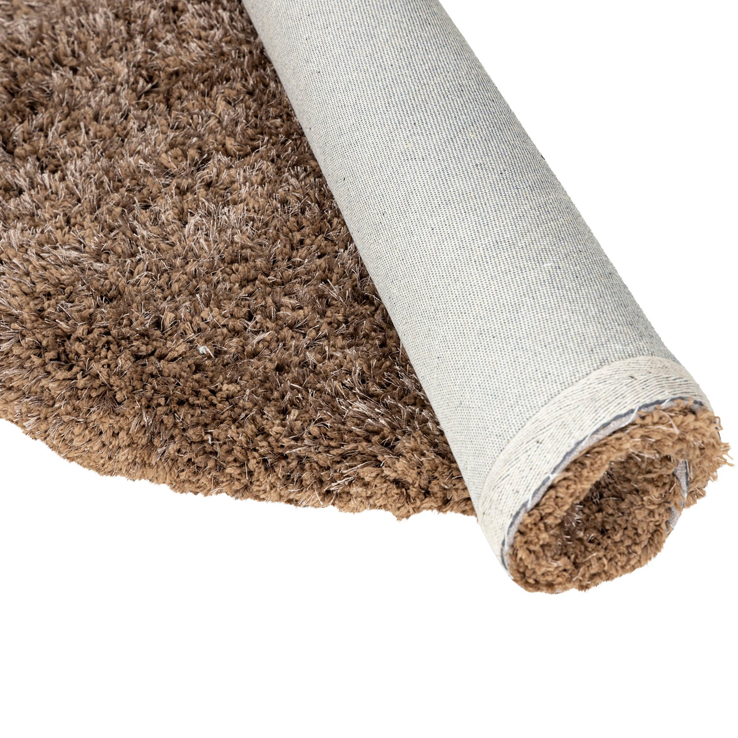 Jups Brown Fabric Handwoven Carpet Round S