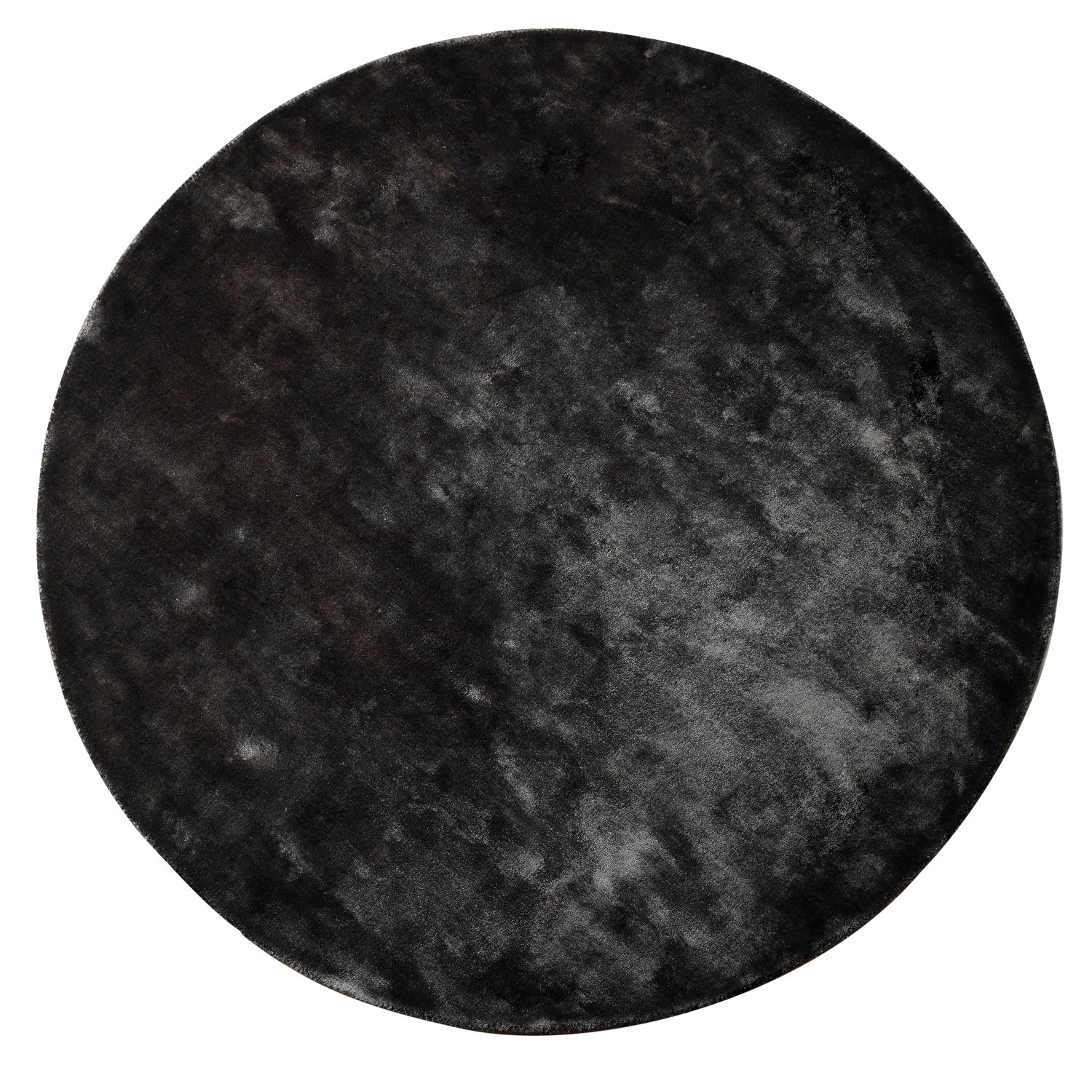 Flavia Black Viscose Handwoven Carpet Round