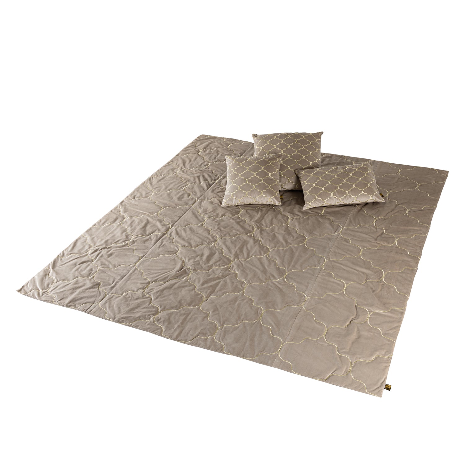 Lizze Beige Velvet Cushion Embroidery Square S