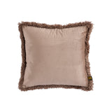Nous Taupe Velvet Cushion With Fringes Square S