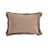 Nous Taupe Velvet Cushion With Fringes Rectangle